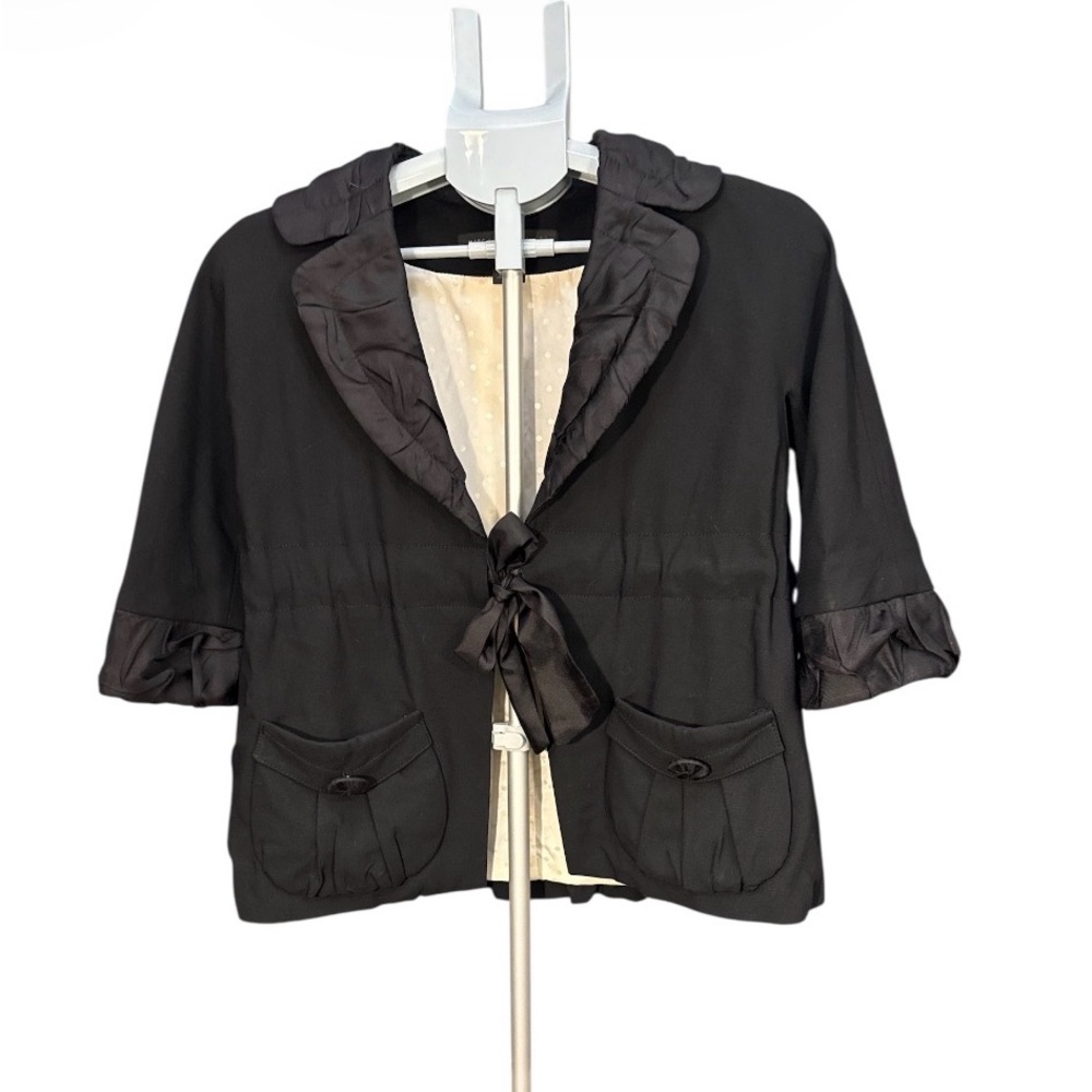 Marc By Marc Jacobs Black Ruffle-Trim Tie Jacket